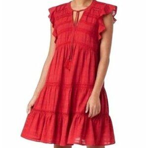 Knox Rose Dress Womens Size S Reddish Orange Lace Boho Flutter Lined Mini